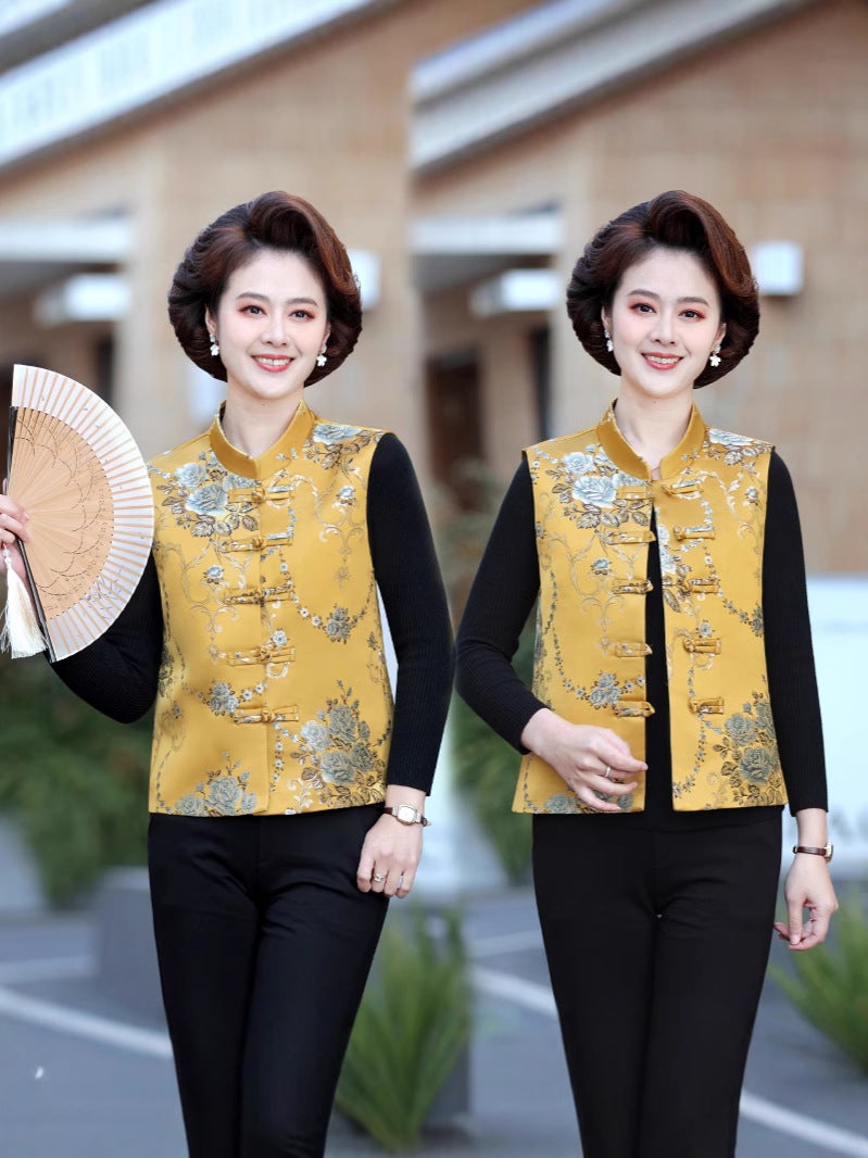 Chinese-Style Clasp Vintage Embroidered Vest Vest Sleeveless Jacquard Top High-End Temperament - Image 2